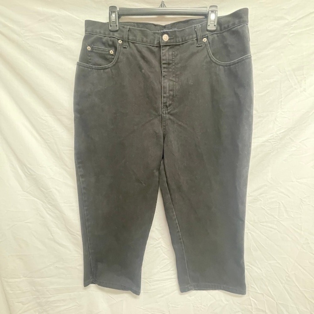 Bill Blass Women Easy Fit Black Denim Capri Jeans Size 16Wâ